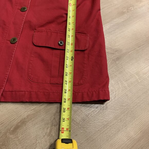 Vintage LL Bean Chore Jacket Red Canvas Flannel Lined Corduroy Trim Women's Med - Picture 8 of 8